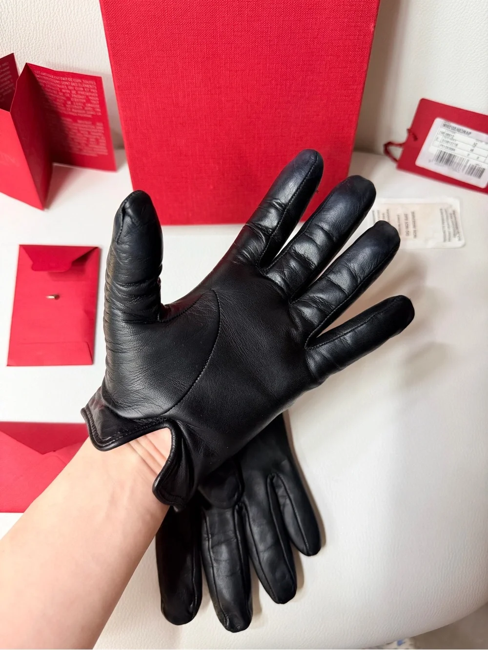 Coveted Valentino Black Quilted Leather Gloves Rockstud Full Box Set Like New